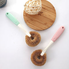 Natural Coconut Palm Bristle Pot Scrubber Non-stick Pot Scrubber God Gift Non-damaging Pot Kitchen Brush Wooden Handle Long Handle Cleaning Dishwashing Brush