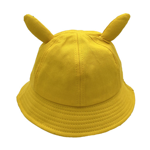 Children and Adults Cartoon Fisherman Hat Pet Pokémon Sun Hat Pikachu 3D Ears Cotton Bucket Hat