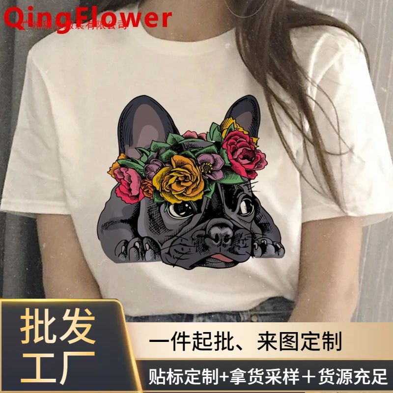 Kawaii French Bulldog T-Shirt Women's Funny Summer Tops Cartoon…
