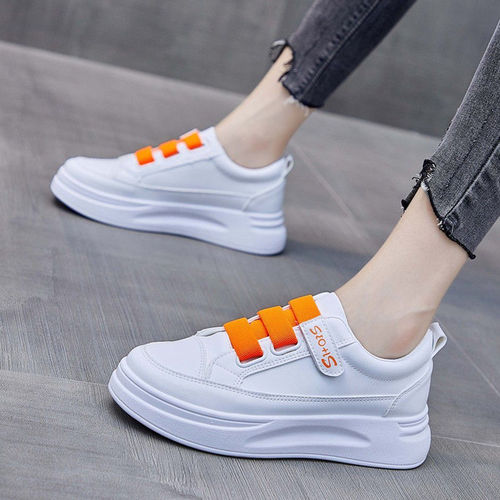 Velcro white shoes for women, versatile  spring new women's shoes, street photography, thick-soled leather single shoes, flat-soled women's shoes, trendy