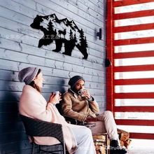 跨境金属熊墙饰黑色乡村森林墙饰，熊图片墙饰狩猎野生动物装饰