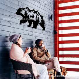 跨境金属熊墙饰黑色乡村森林墙饰，熊图片墙饰狩猎野生动物装饰