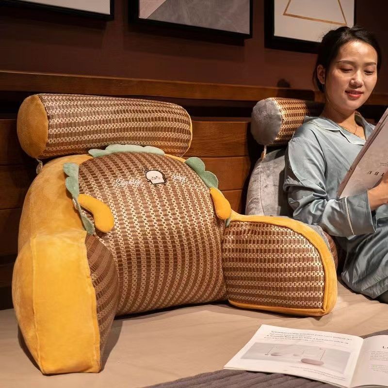 Estera de verano Cojín de cabecera Bolsa suave Almohada de respaldo grande Sofá de dormitorio Cama de lectura Almohada de cintura Almohada