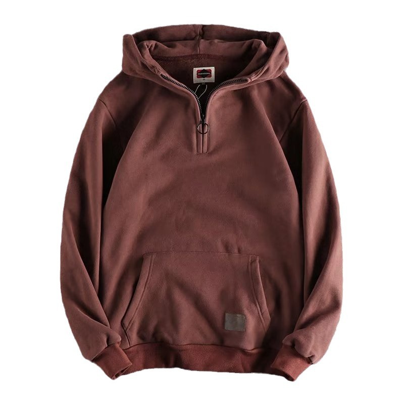 Veste décontractée à col semi-ouvert pour jeunes, mode américaine, coton épais, pull à capuche pour hommes, tendance printemps et automne_voghion.com