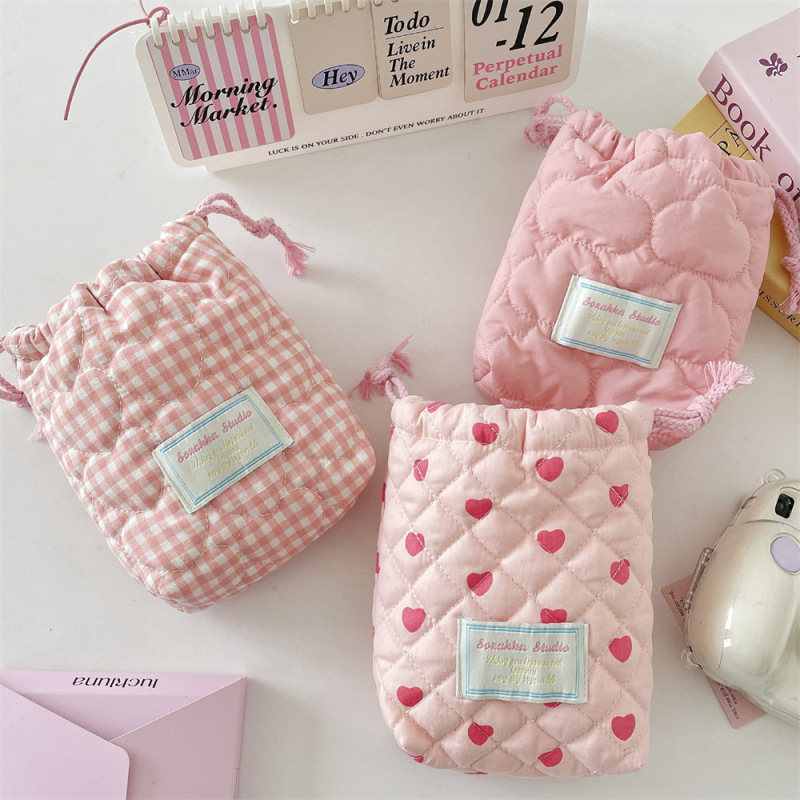 51121 ins かわいいキルティングコットンカメラ収納袋 ccd ポラロイド収納袋ソフト落下防止防塵小さなバッグ|undefined