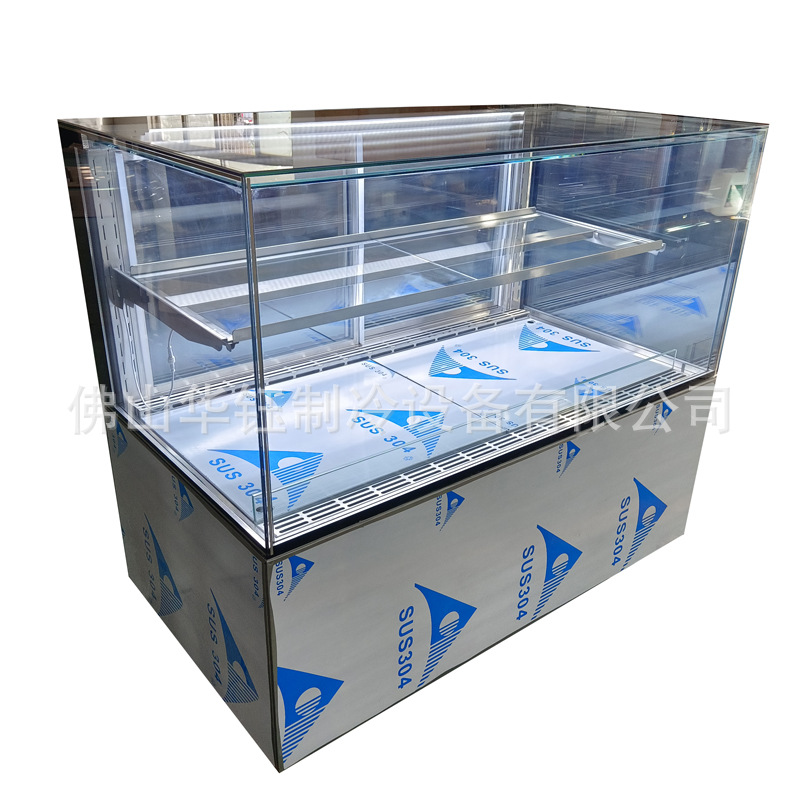冰友四面玻璃无影拼接不锈钢直角蛋糕展示冷柜蛋糕西点柜烘焙店设