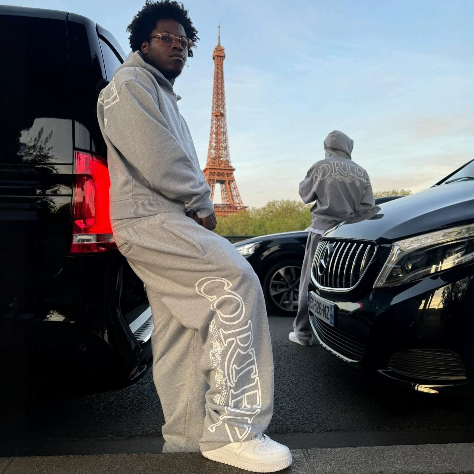 跨境美式潮牌hiphop嘻哈宽松连帽衫裤子Corteiz字母印花运动套装