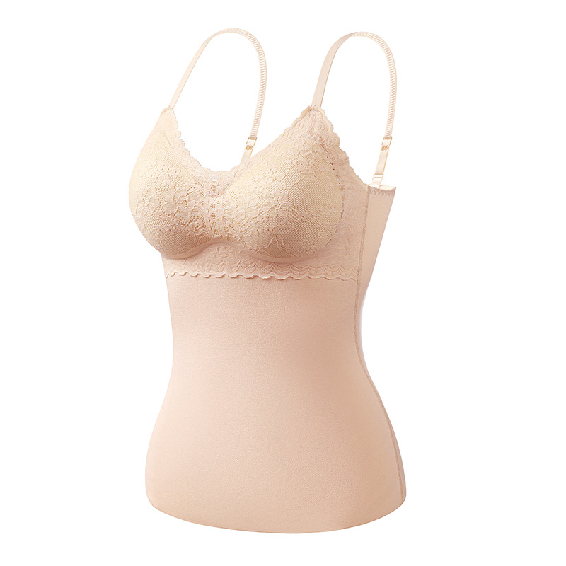 Camisola térmica de terciopelo de doble cara con almohadilla en el pecho top de ropa interior térmica sin costuras de cachemir de seda para mujer