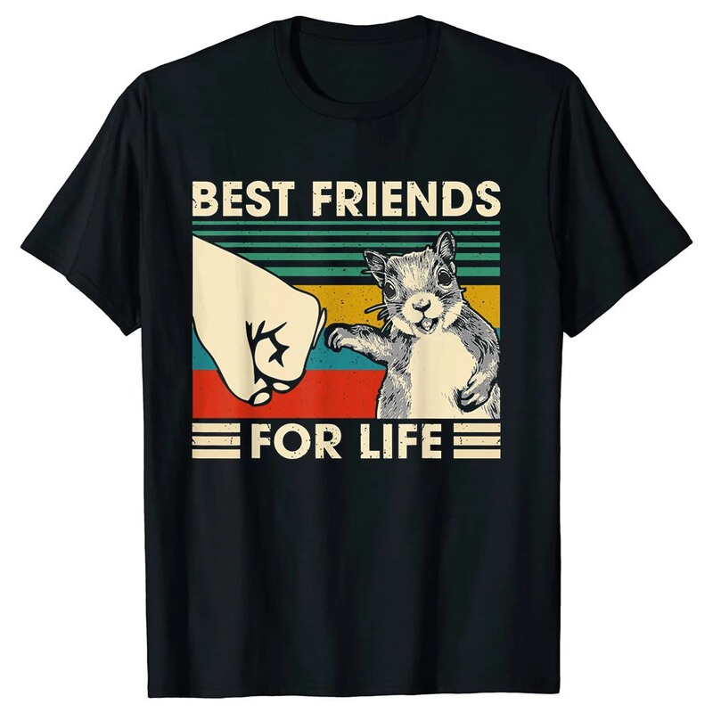Funny Retro Vintage Squirrel Best Friend Life T-Shirt Graphic Cotton Streetwear Clothing Birthday Gift Summer