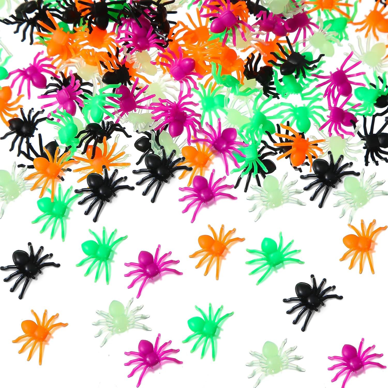 Fake Small Spiders Christmas Black Glow-In-The-Dark Halloween Plastic Toy Accessories Mini Cotton Toys in 3 Specifications