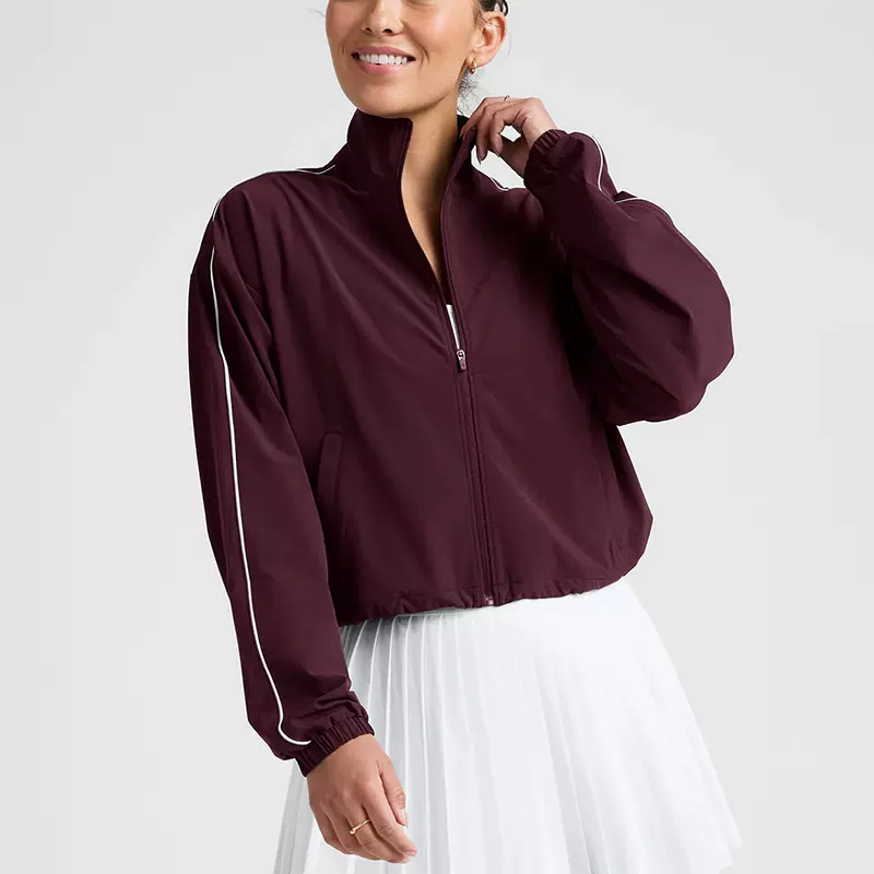跨境欧美速干立领运动外套女宽松拉链户外跑步健身长袖夹克瑜伽服