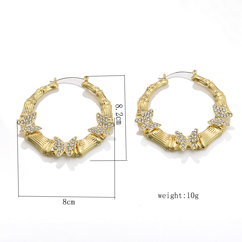 Mayorista Europa y América moda temperamento exagerado personalidad mariposa pendientes de diamantes círculo pendientes de orejas para mujeres image 5