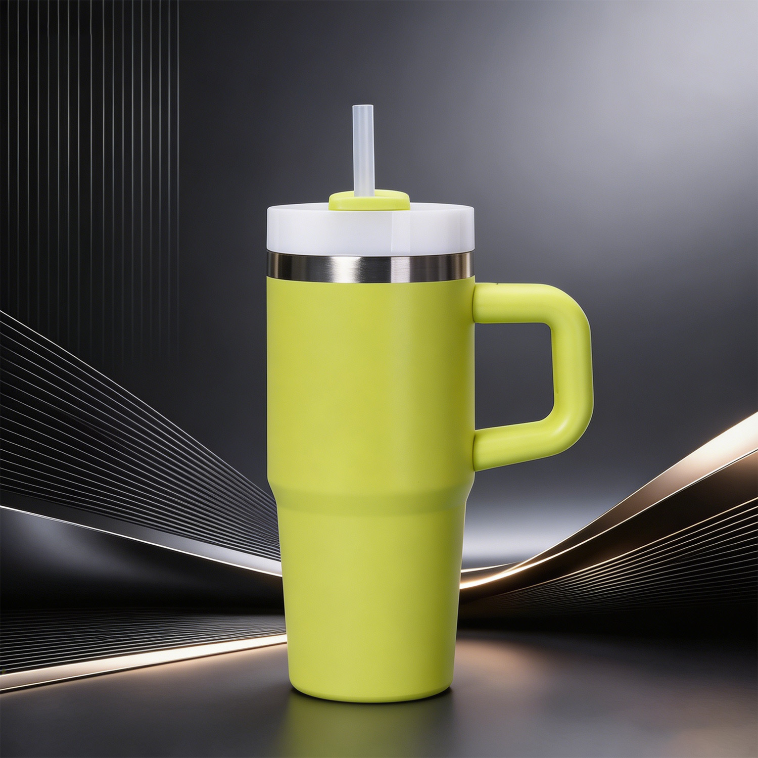 Amazon 14oz304 taza de acero inoxidable taza de aislamiento frío taza de hielo de oficina portable taza de paja