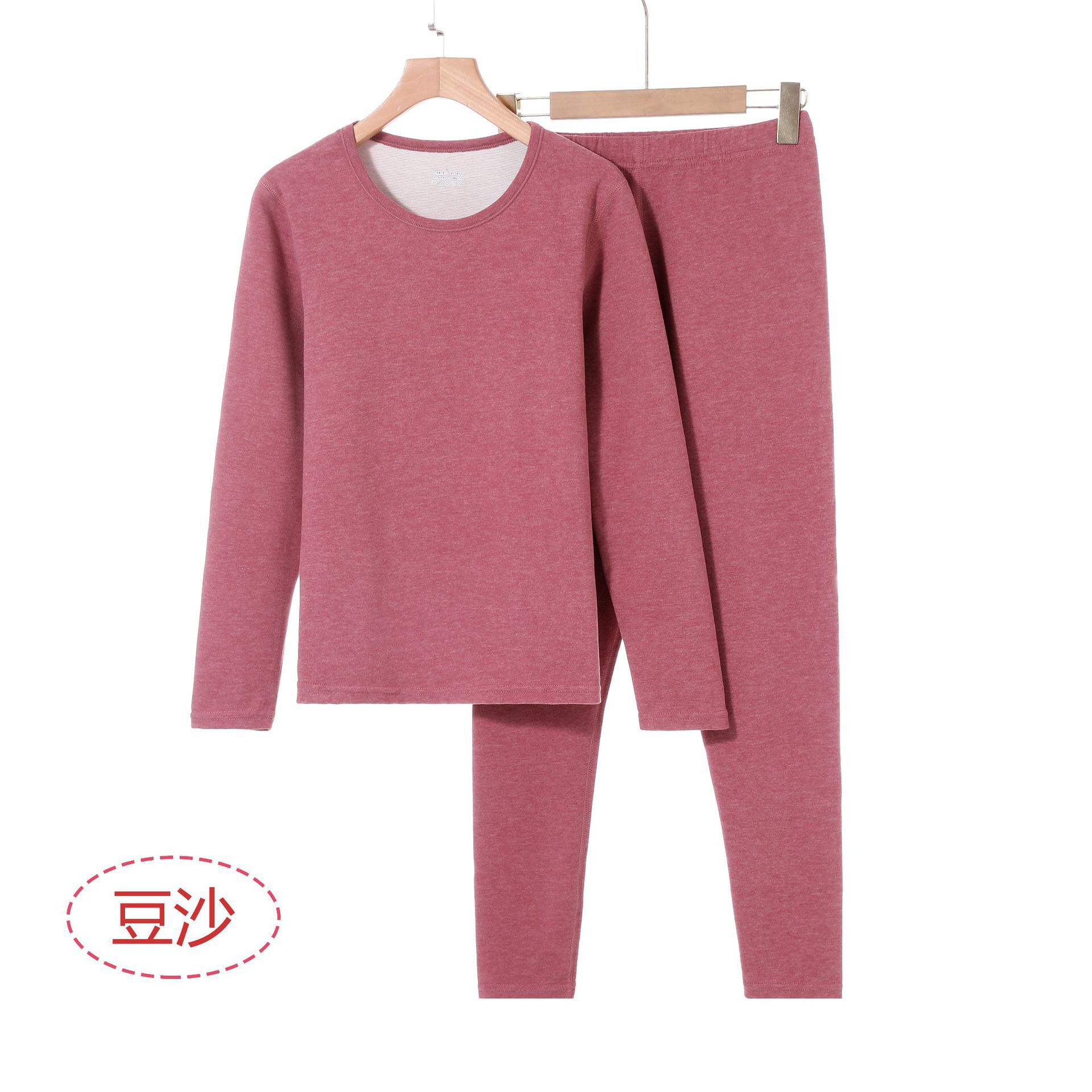 Antibacteriano cordero de seda de cuello redondo pareja ropa interior cálida conjunto de pantalones de otoño para hombres vestir camisa de base de borde sin marcas