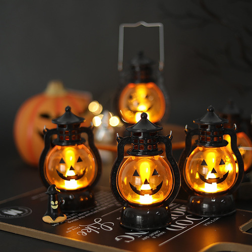 Cross-border new Halloween oil lantern portable pumpkin lantern skull decoration pony lantern bar party atmosphere props