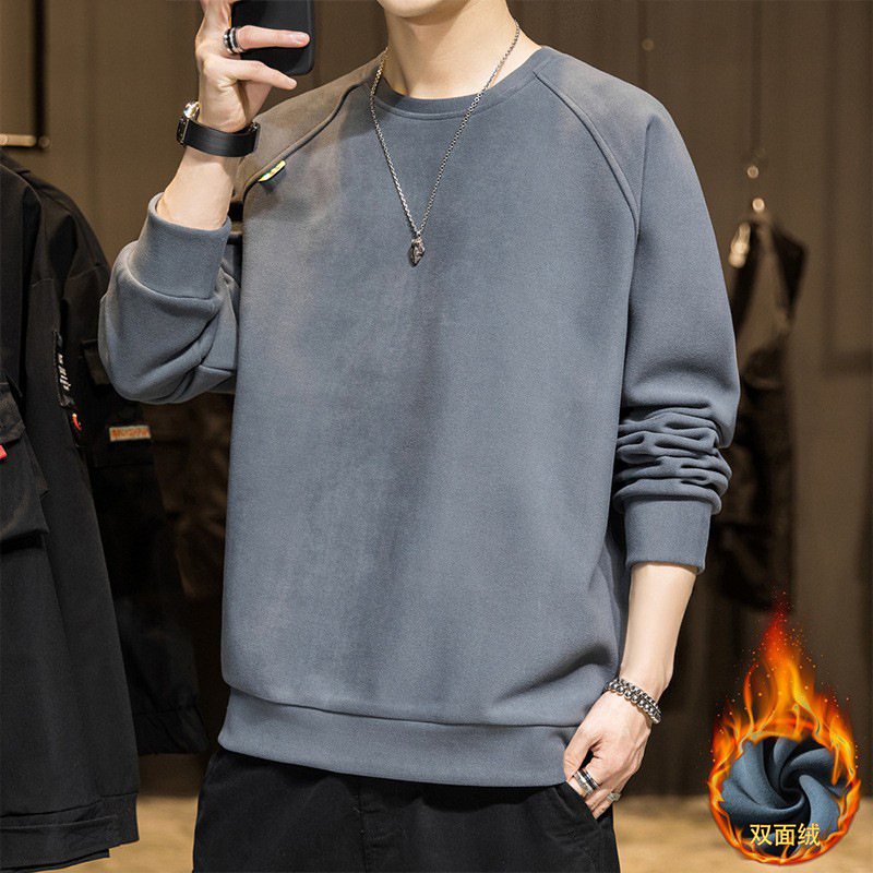 Мужская бархатная демисезонная толстовка, утепленный лонгслив, брендовая футболка, короткий рукав