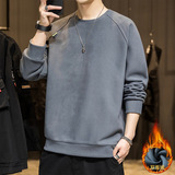 Мужская бархатная демисезонная толстовка, утепленный лонгслив, брендовая футболка, короткий рукав