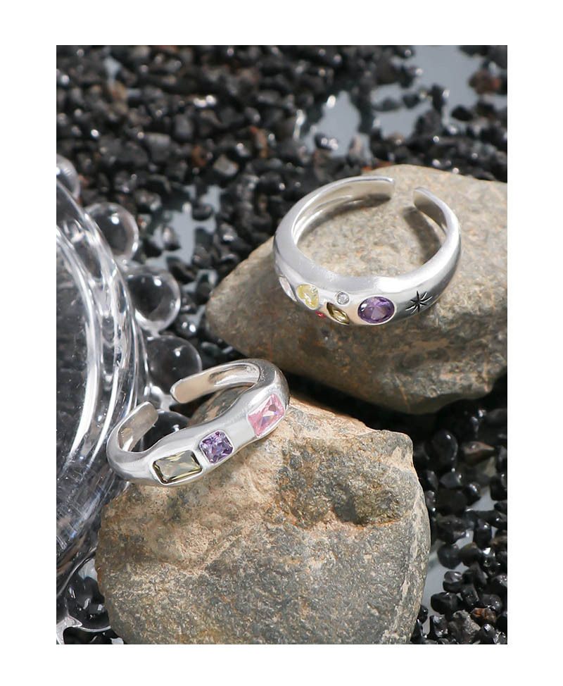 Simple Style Round Sterling Silver Plating Zircon Open Ring 1 Piece