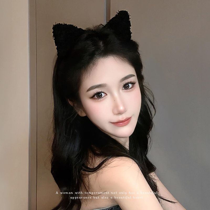 韓国の髪飾りかわいい猫の髪飾り絨毛甘い猫耳髪飾り顔マスク髪飾り|undefined