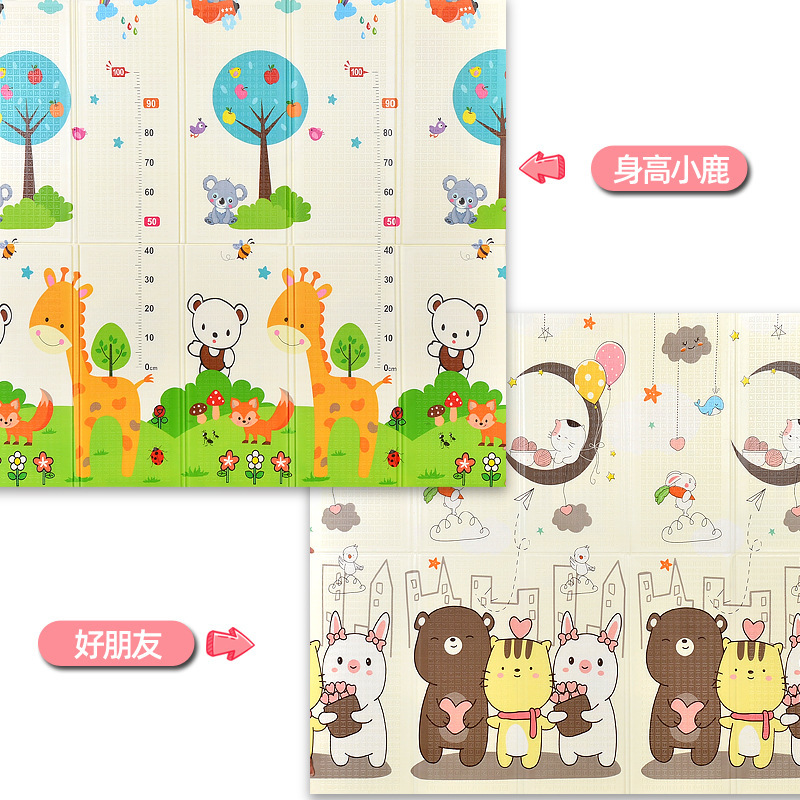 Crawling Mat plegable de dibujos animados para niños impresión en color XPE estera de espuma resistente a la caída del niño bebé gateando Mat al por mayor