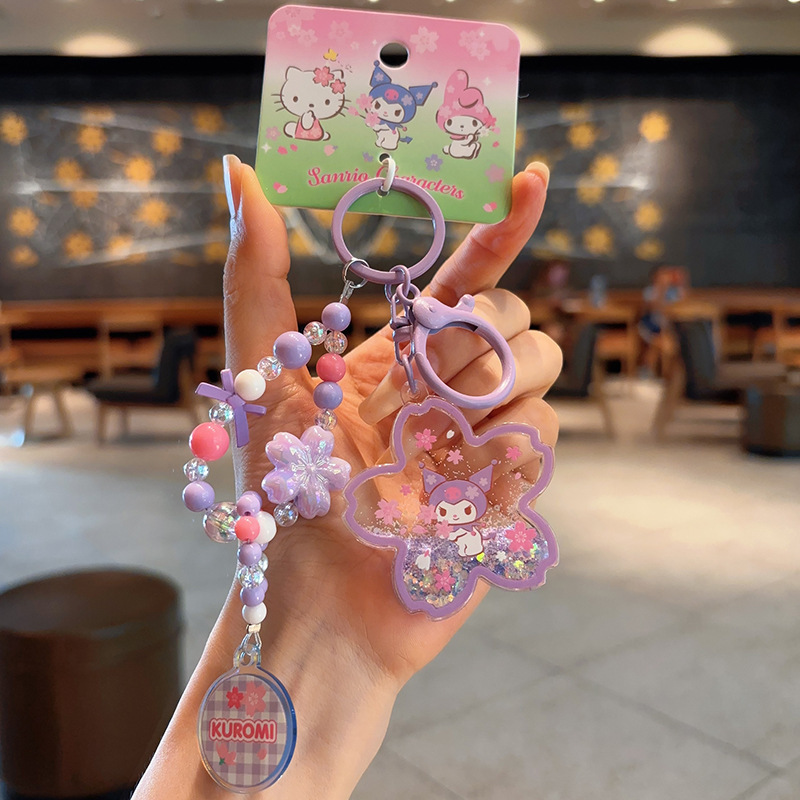 正版三丽鸥格纹草莓系列钥匙扣HelloKitty库洛米玩偶可爱包包挂饰|undefined