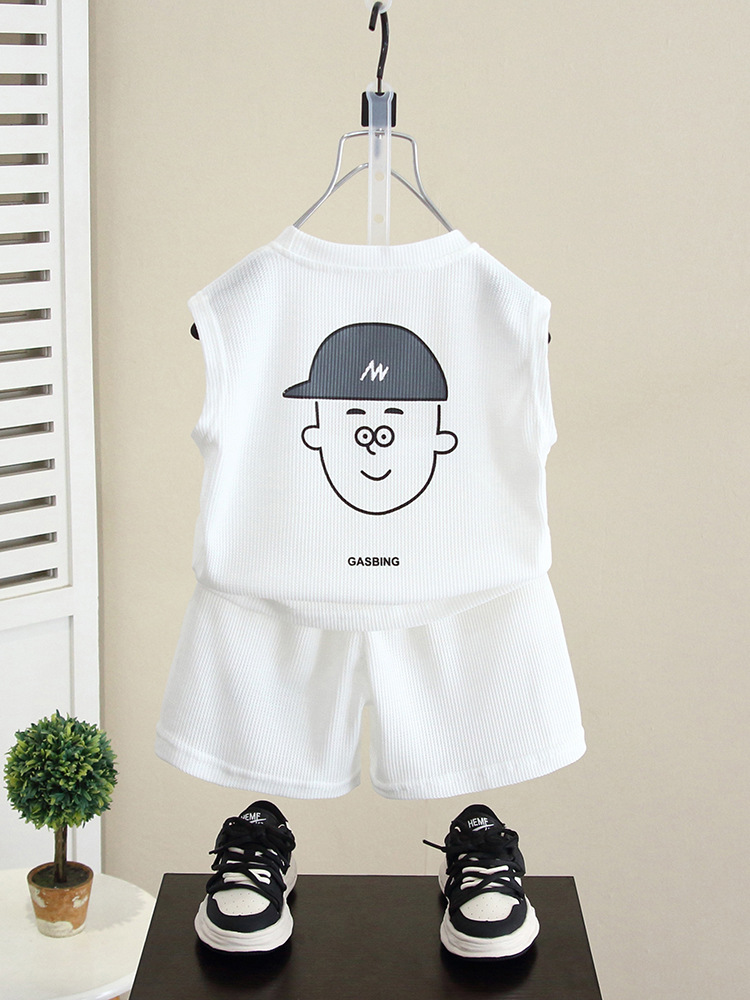 5281 Traje de verano para niños 2025 Nuevo chaleco sin mangas de verano para niños Ropa de bebé de estilo occidental Niño de verano