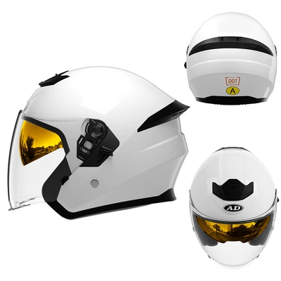 Motorcycle Safety Supplies – Half Helmet Breathable All-Season Safety - milkshake-white-built-in-gold-plated-mirror-hd-mirror-m57-58-head-circumference