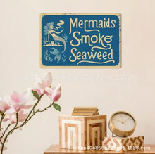 Vintage Mermaid Letter Pattern Metal Sign �͹������~��������