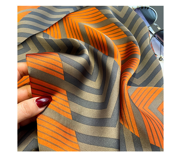 Korean Spring And Autumn Thin Stitching Striped Arrow Simulation Silk Large Long Shawl display picture 2