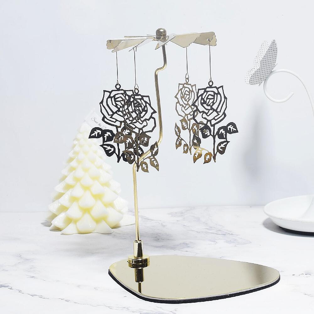 Amazon ins doles Acero inoxidable triángulo redondo bandeja giratoria candelabro aromaterapia vela linterna romántica