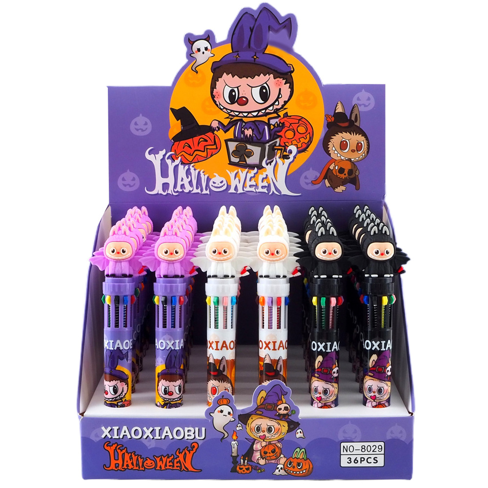 Nuevos productos de tela de Halloween bolígrafo multicolor transfronterizo bolígrafo de escritura regalo lindo bolígrafo de 10 colores