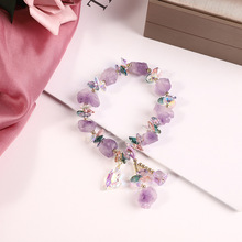 女 紫水晶手链碎石水晶不规则原石手链设计感薰衣草现货批发