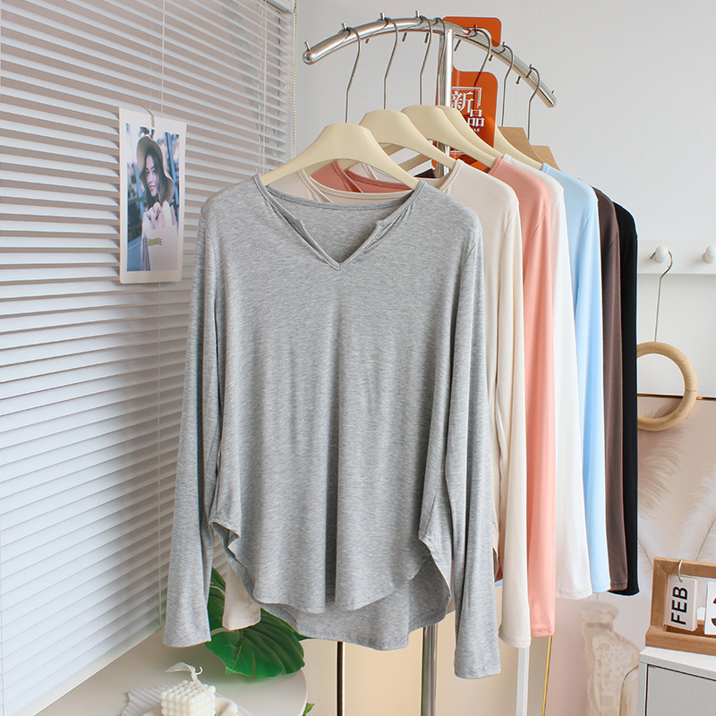 Small V-Neck Modal T-Shirt Dancing Top Women's Sunscreen Blouse Classical Dance Clothing Yoga Modern Dance Practice Clothes