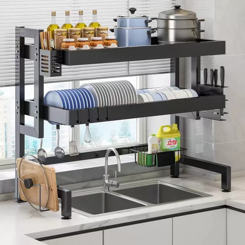 Kitchen sink rack countertop dishwashing rack dish drainer multi-functional sink rack storage layer