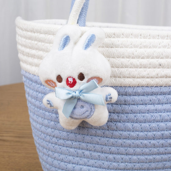 Cute Rabbit Twist Handheld Cotton Woven Bag New Style Fresh Handheld Straw Woven Bag Picnic Vegetable Basket Women's Bag