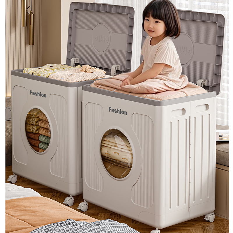 Clothes Flip-Top Storage Box, Large-Capacity Storage Box for Everyone, Flip-Top Folding Box for Bed, Four-Piece Set Storage