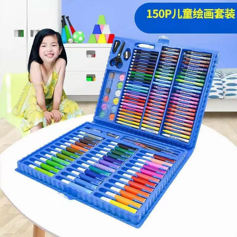 145 caja de aluminio de doble capa, bolígrafo de acuarela, juego para niños, herramienta de dibujo, caja de regalo de pintura, pintura de arte, juego completo de lujo