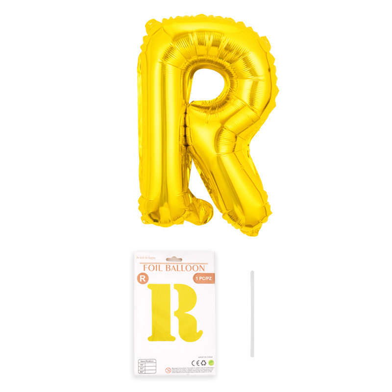 16 pulgadas alfabeto inglés tarjeta de papel independiente embalaje película de aluminio globo decoración de fiesta de cumpleaños diseño papel de aluminio globo al por mayor