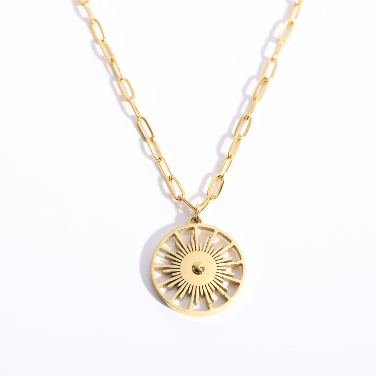 Unisex Fashion Shell Gear Titanium Steel Shell Necklace Gold Plated Stainless Steel Necklaces