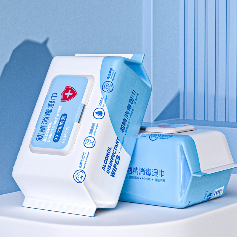 Spot Wholesale 75 Degree Alcohol Disinfectant Wipes 80 Pumps Large Pack Hand Wipes Household Portable Wipes