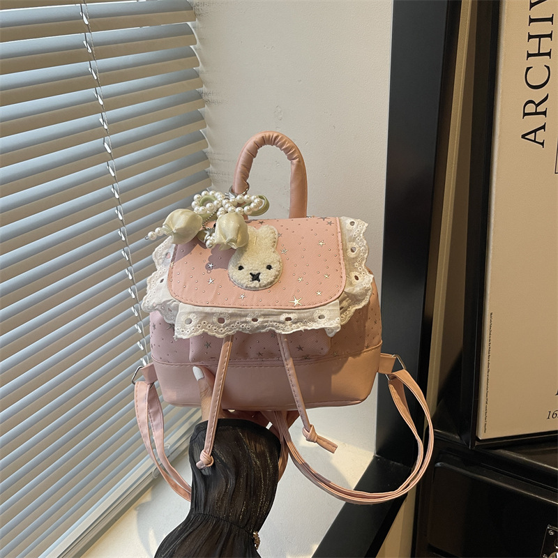 Mochila dulce y encantadora temperamento femenino estilo coreano estilo universal estrellas brillantes viajar mochila pequeña