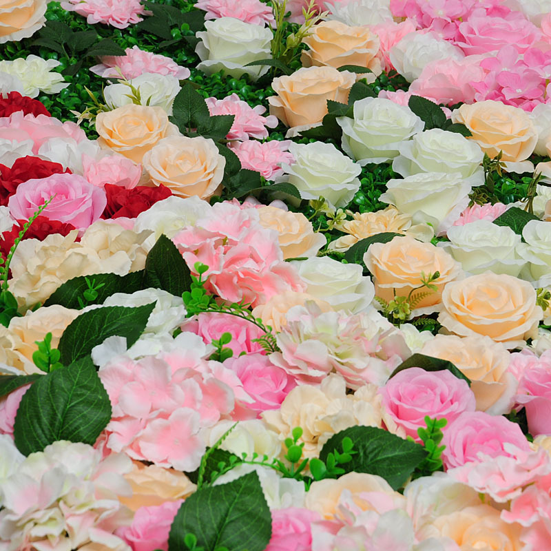 Flor artificial pared Fondo pared flor artificial Rosa cabeza plástico flor decoración boda seda flor arco Studio imagen pared