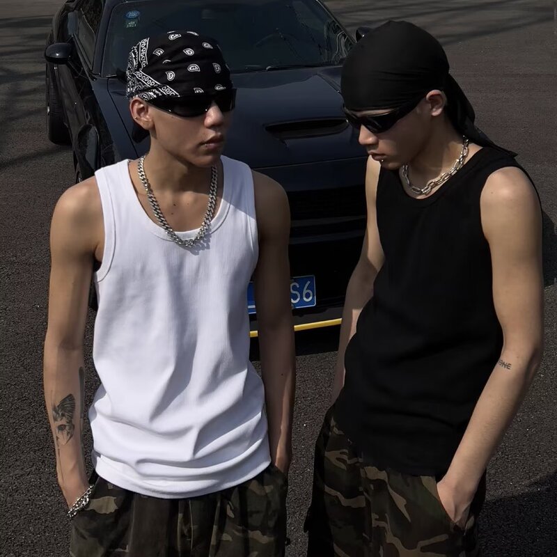 2026 Summer Versatile Loose Vest Sports Inner Wear Top Unisex Trendy Street Couple Base Shirt Sleeveless T-Shirt 2026 Summer Versatile Loose Vest Sports Inner Wear Top Unisex Trendy Street Couple Base Shirt Sleeveless T-Shirt