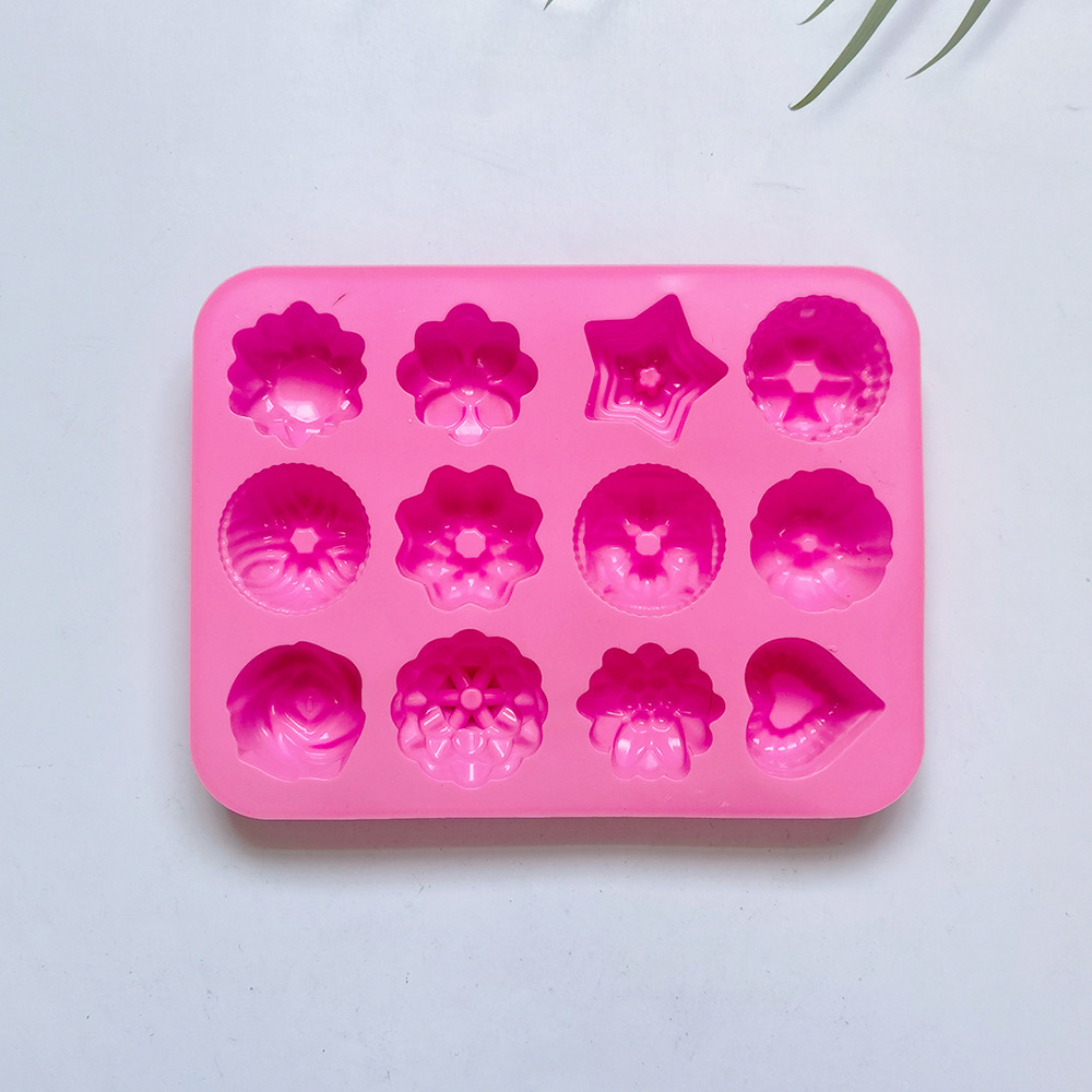 12 flores 419 pastel de chocolate molde de silicona molde de jalea torta molde de pan herramientas de horneado