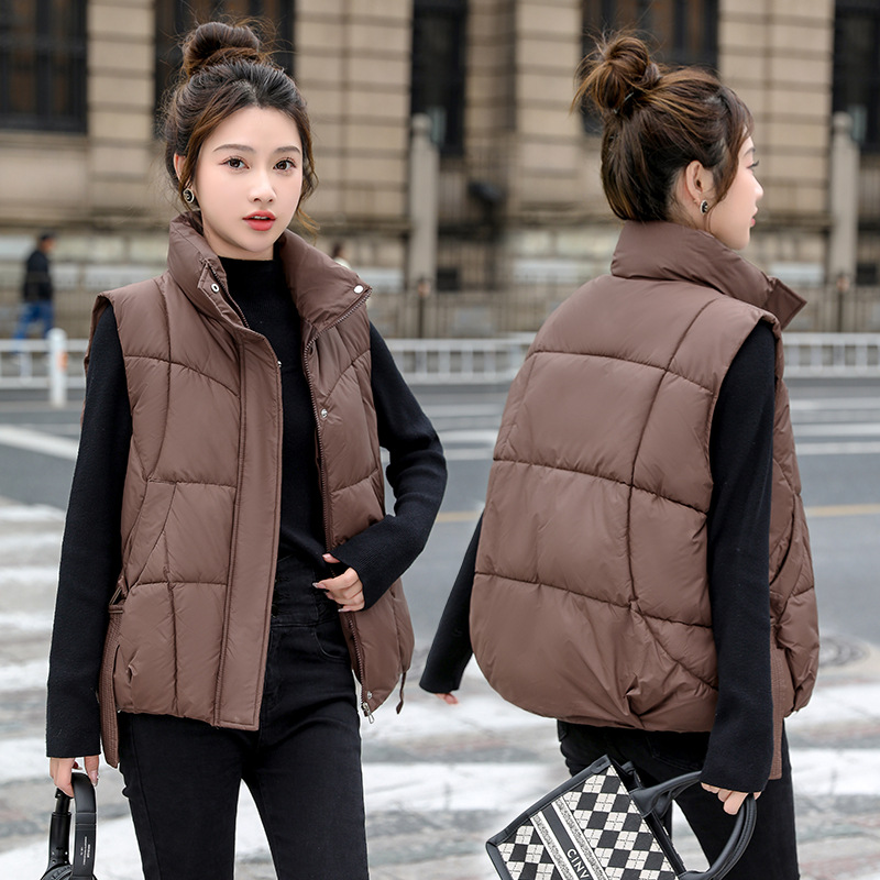 Chaleco de algodón de pluma para mujeres 2024 otoño y invierno nuevo estilo coreano de algodón suelto hombro collar chaleco de algodón chaleco de caballo abrazadera chaqueta image 10