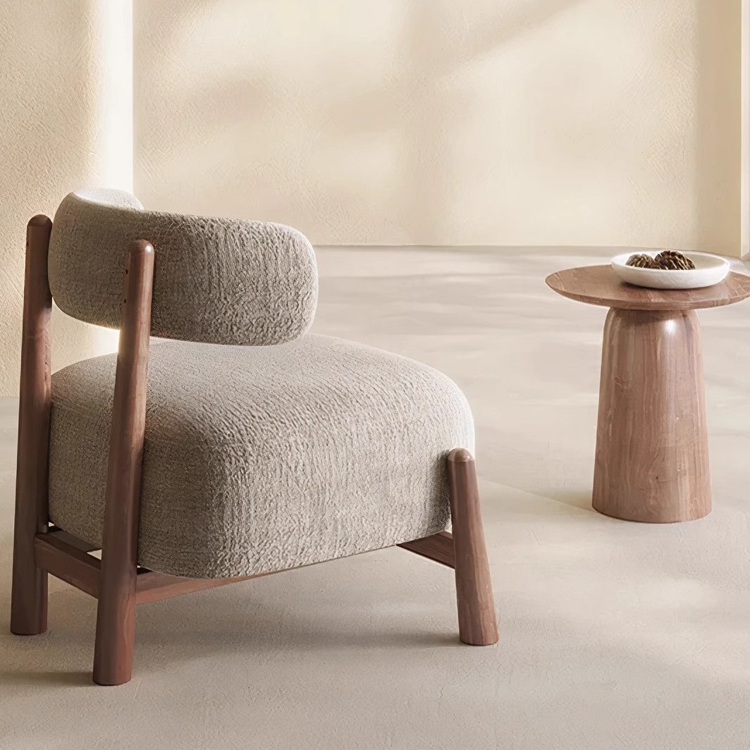 Wabi-Jifeng Modern Simple Home Homestay Hotel Sofá de ocio Silla Sala de estar de madera maciza minimalista Sofá de lujo ligero individual