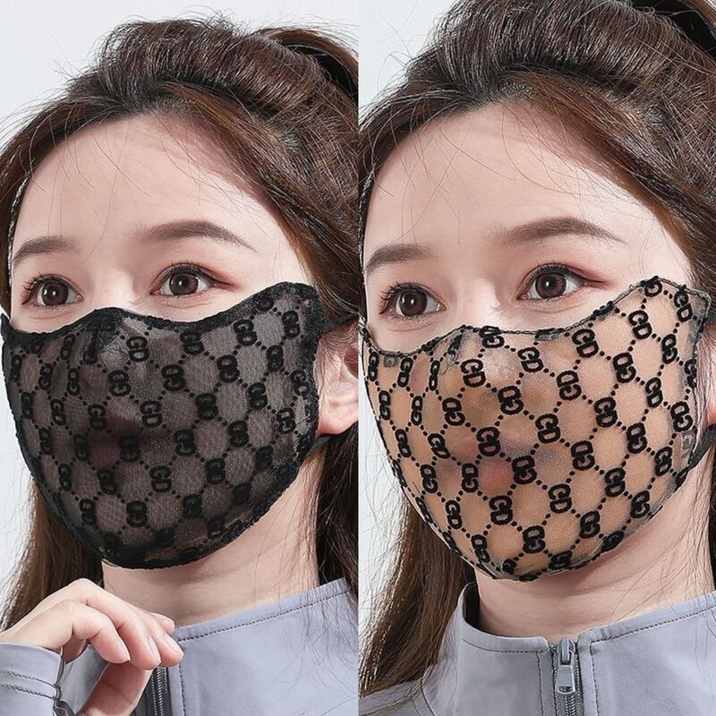 Summer Lace Sunscreen Mask for Women Without Makeup, Breathable Mesh Eye Protection, Face-Showing Small Outdoor Thin Veil