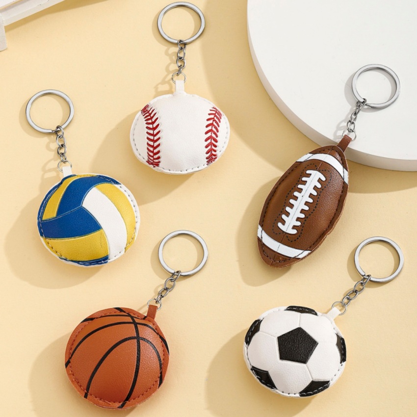 Nuevos productos deportivos viento PU relleno de algodón tipo llavero colgante deportivo béisbol voleibol baloncesto fútbol rugby colgante image 1