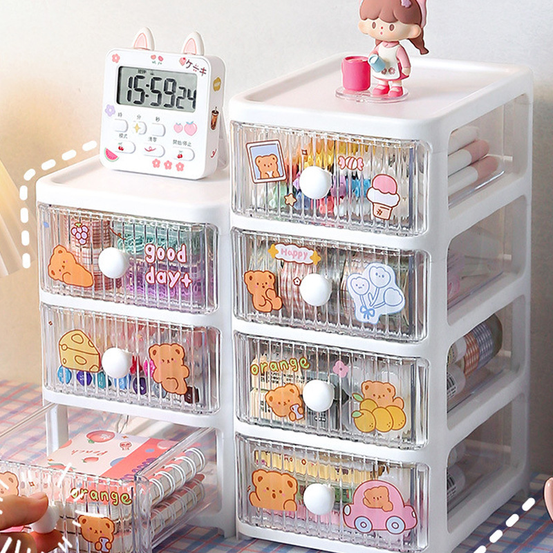 Desk storage box drawer-style office transparent storage cabinet document student stationery cosmetics organization storage cabinet