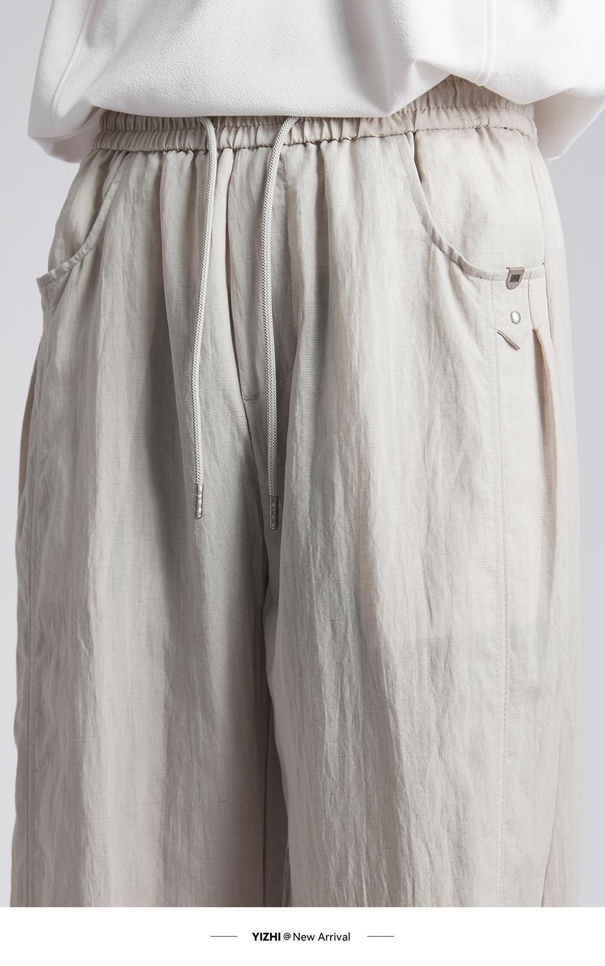 Quần dài nam ống rộng chất liệu linen phong cách thư giãn — đen chi tiết 10